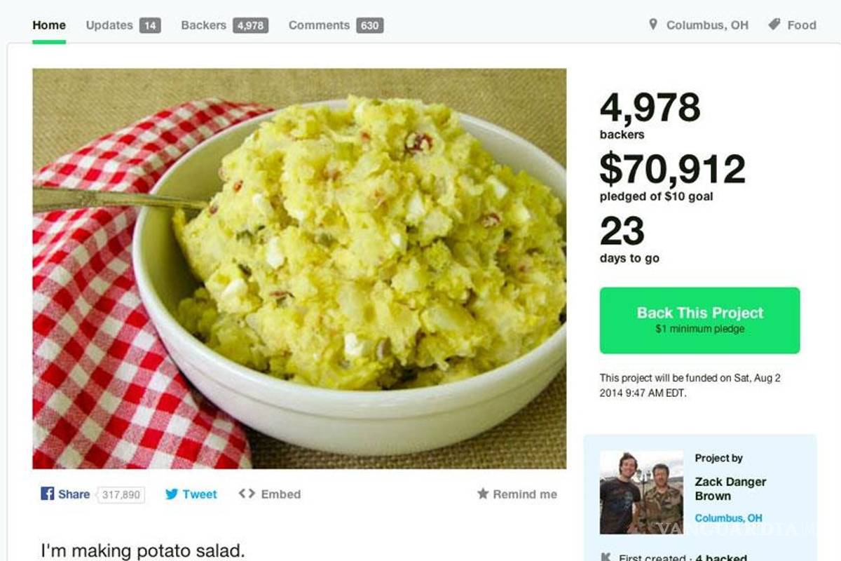 'Cocinan' la ensalada de papa financiada en Kickstarter
