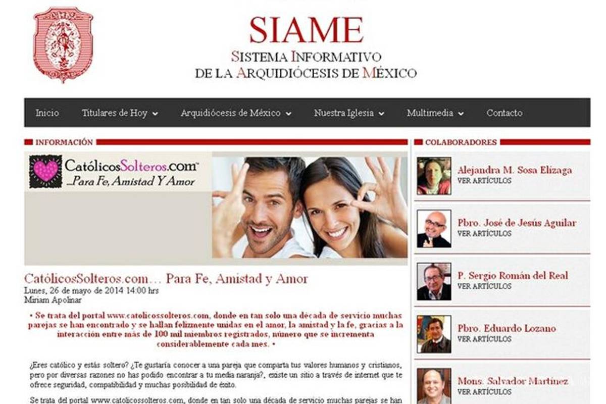 Promueve Arquidiócesis portal de búsqueda de pareja, catolicossolteros.com