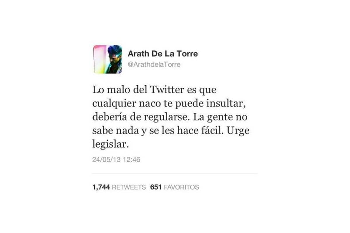 Arath de la Torre protege su Twitter tras generar polémica