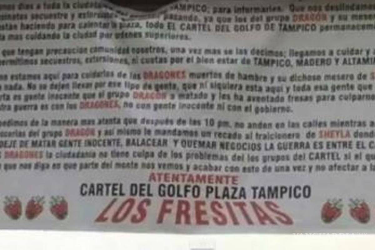 Narcos llaman a toque de queda en Tampico