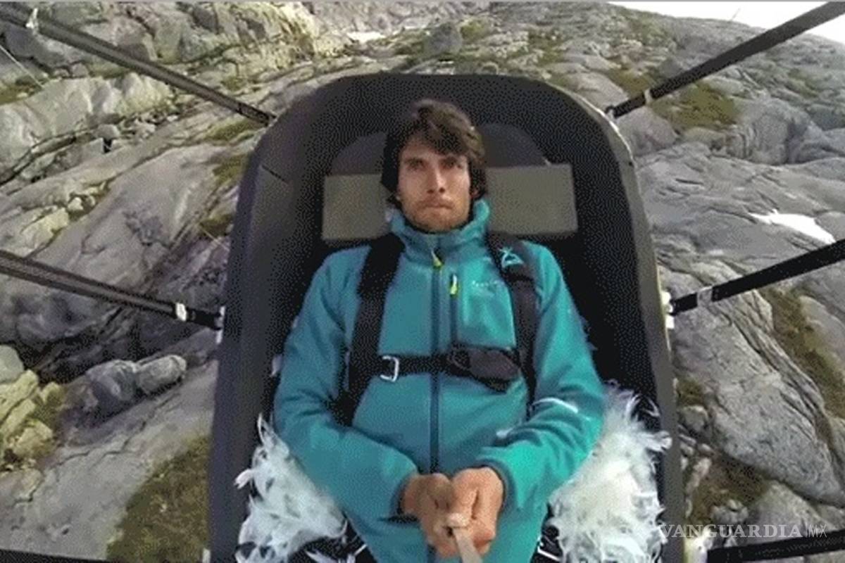 Joven crea catapulta humana para imitar a Angry Birds