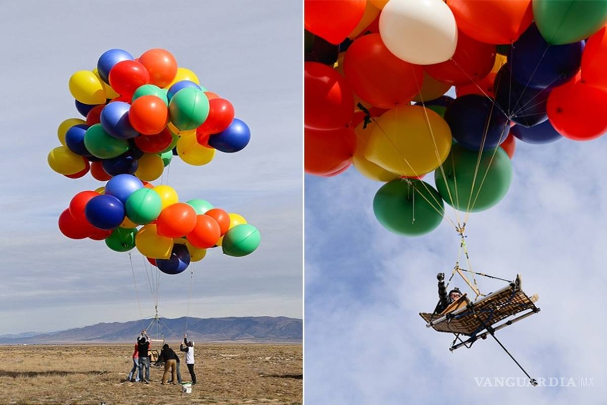 Joven utiliza 90 globos con helio para recrear escena de la película 'Up'