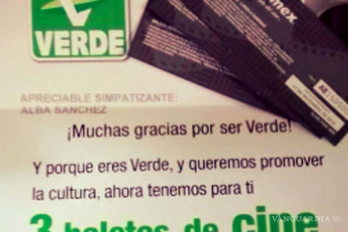 PVEM compró 650 mil boletos de cine; son para simpatizantes, aclara