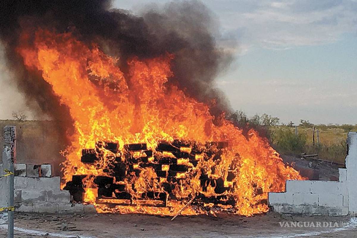 Queman cinco toneladas de droga en Nuevo León