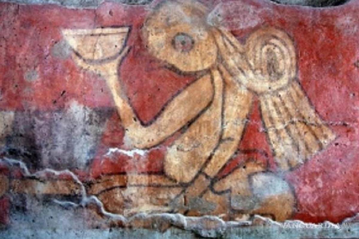 Evalúan intervención al mural prehispánico Los Bebedores