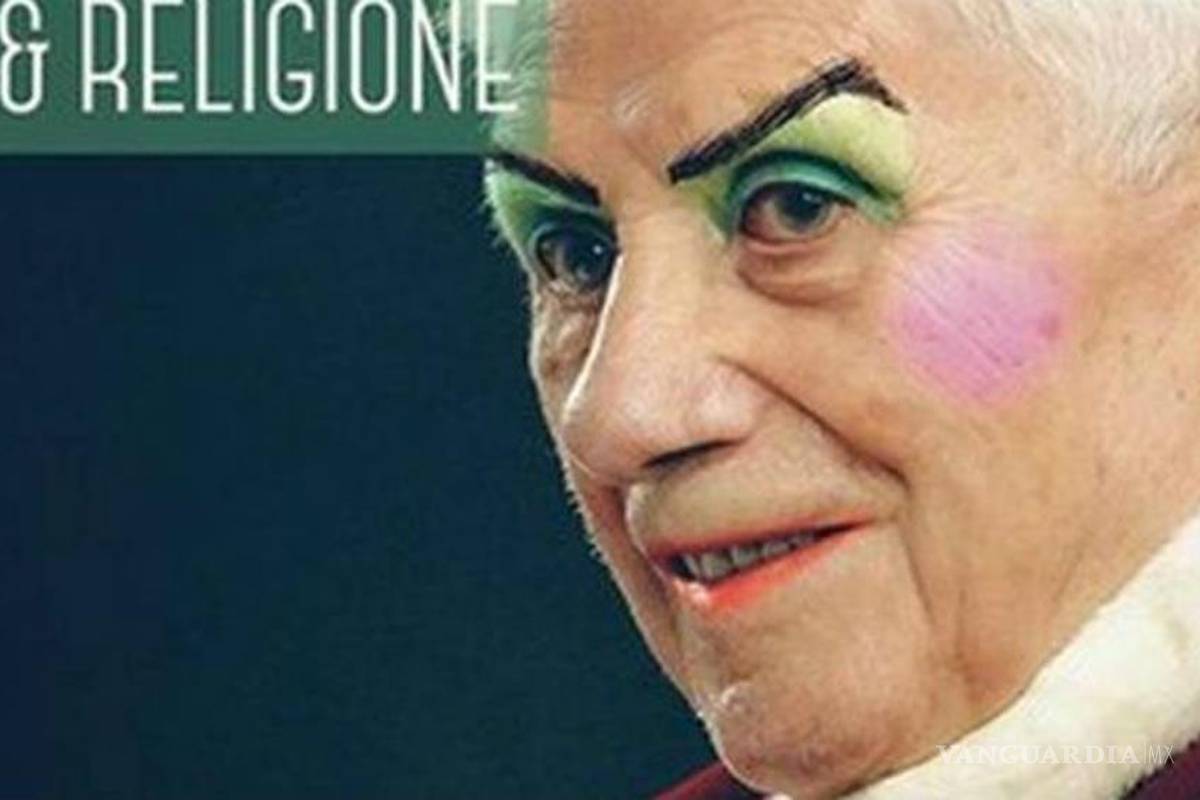 Desata polémica imagen de Benedicto XVI maquillado