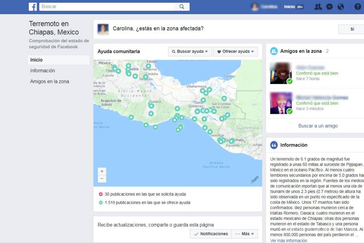 El &quot;Safety Check&quot; de Facebook es activado tras fuerte terremoto en México