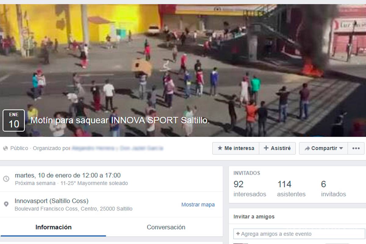 $!Convocan a saquear tienda deportiva en Saltillo