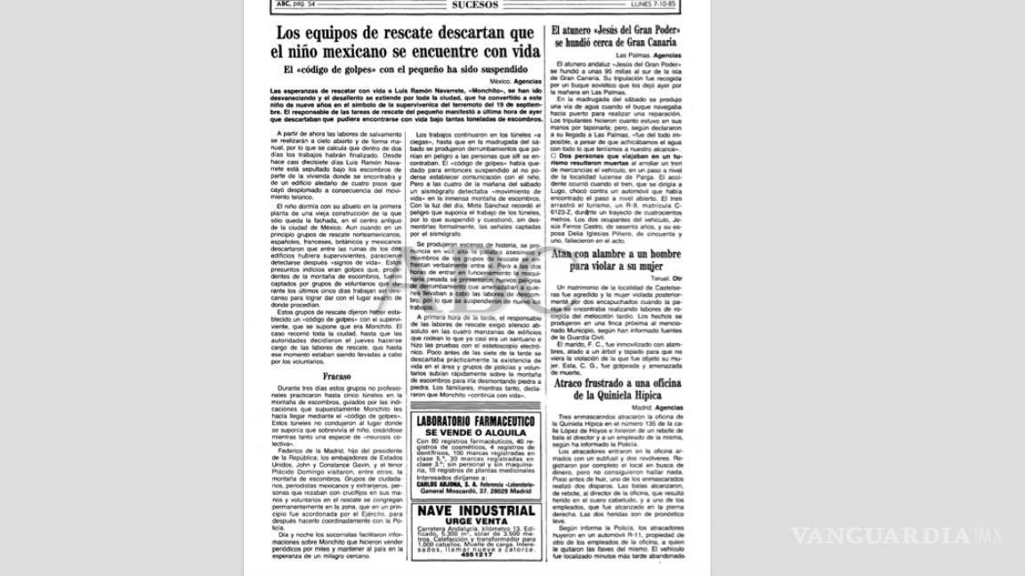 $!En el terremoto de 1985 también hubo un "niño fantasma" llamado “Monchito”