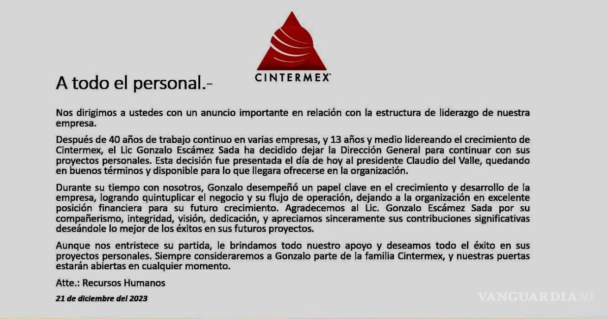 $!Auditoría tumba a director cuestionado de Cintermex