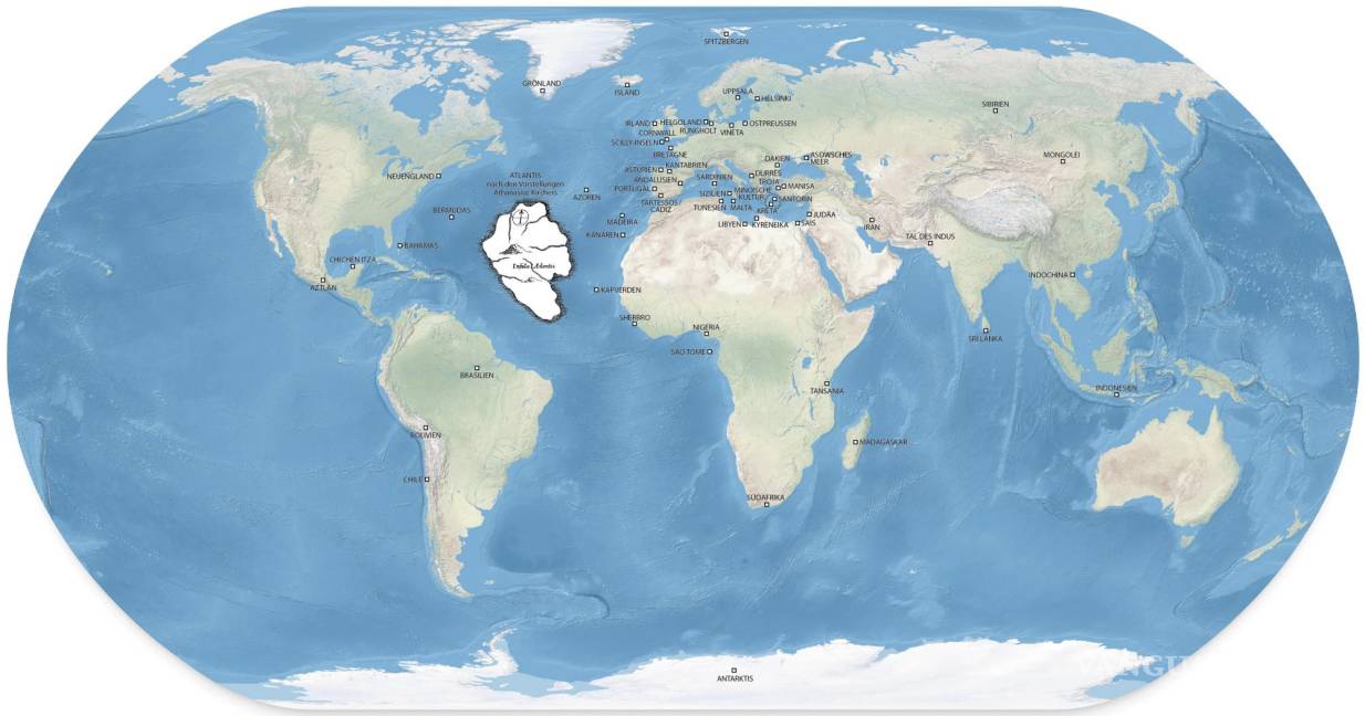 $!Mapa de una hipotética localización de la Atlántida (Atlantis).