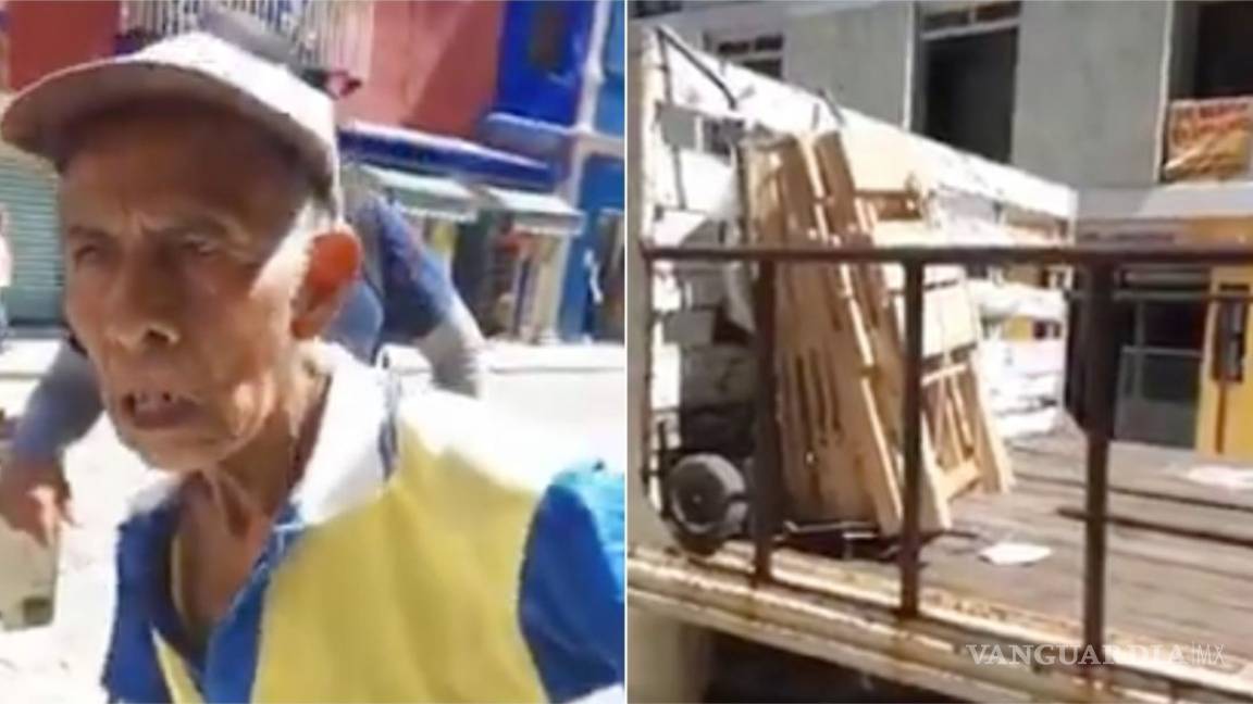 Inspectores decomisan a abuelito sillas que vendía en calles