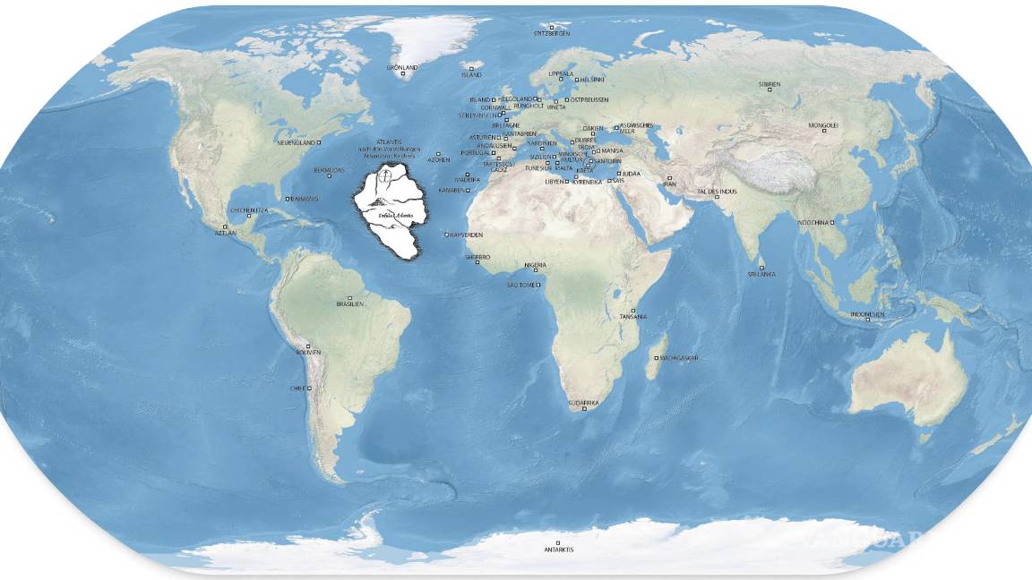 $!Mapa de una hipotética localización de la Atlántida (Atlantis).