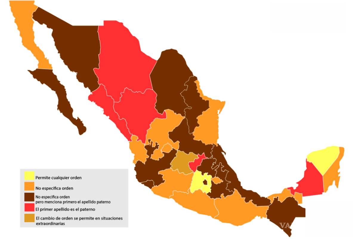 ¿Qué Estados en México permiten que el apellido materno vaya antes que el paterno?