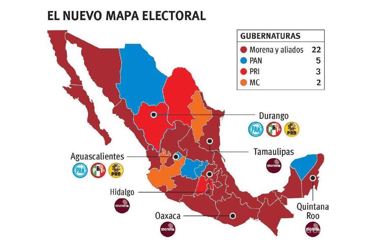 Morena gana cuatro estados; alianza PAN-PRI-PRD dos