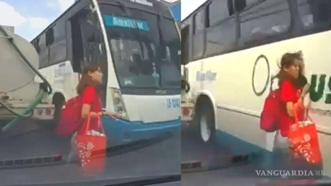 ¡Volvió a nacer!.... el impactante momento en que una mujer se salva de ser atropellada por un autobús (video)
