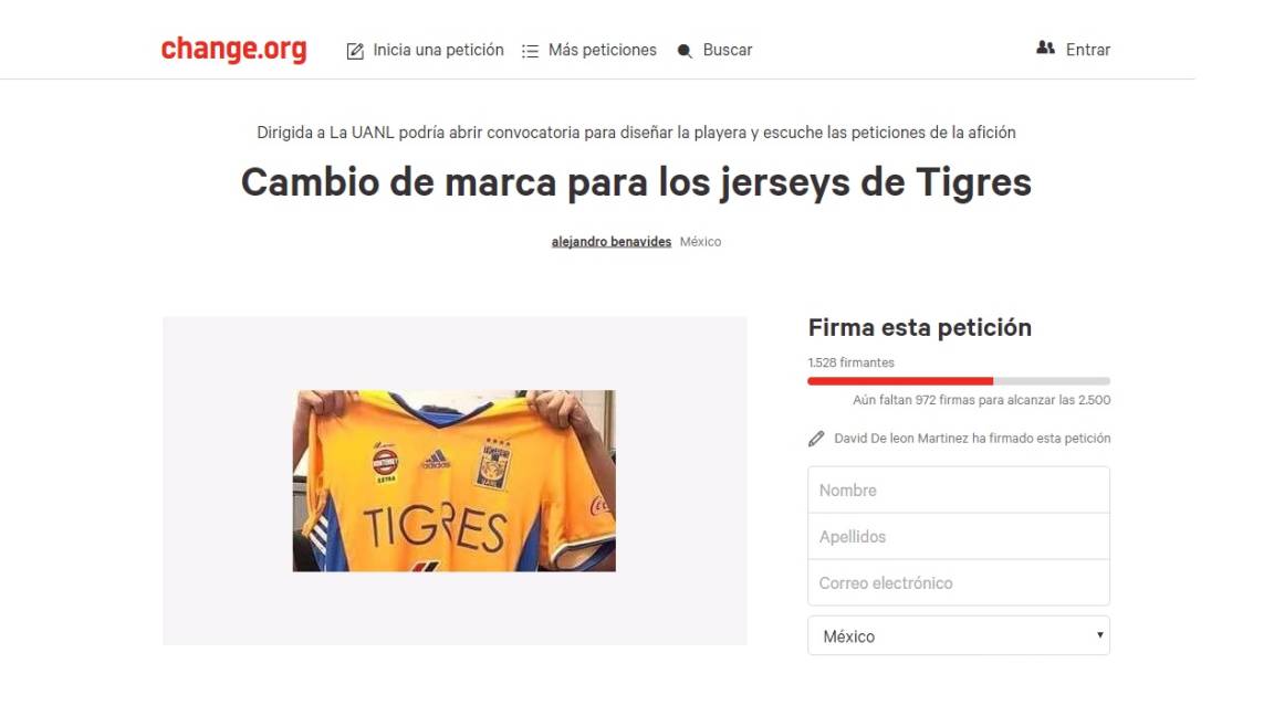 Aficionados de Tigres juntan firmas para correr a Adidas