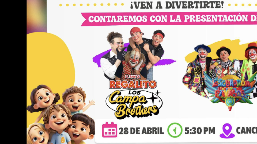 Los famosos payasos “Regalito” y el “Escuadrón Payasos” encabezan el elenco artístico que se presentará de manera gratuita en el sector de la colonia Tierra y Libertad.