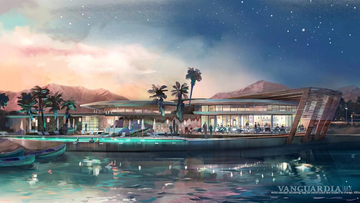 $!Imagen cedida por Disney donde se aprecia un bosquejo del exterior del club de socios de Cotino, su primera comunidad residencial. EFE/Disney