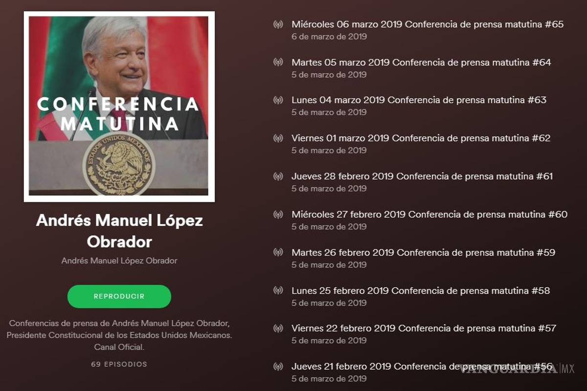 $!AMLO llega a Spotify con sus conferencias mañaneras