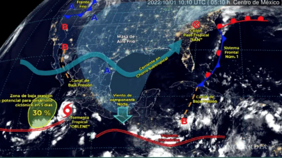 Huracán Orlene provocará fuertes lluvias en gran parte de México y continuará frente frío