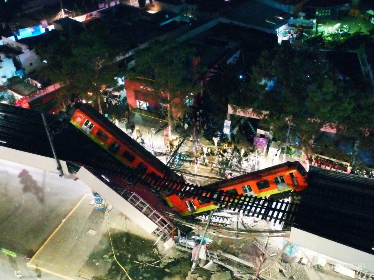 $!Un tramo de la vía elevada de la Línea 12 del Metro se colapsó a la altura de la estación Olivos.