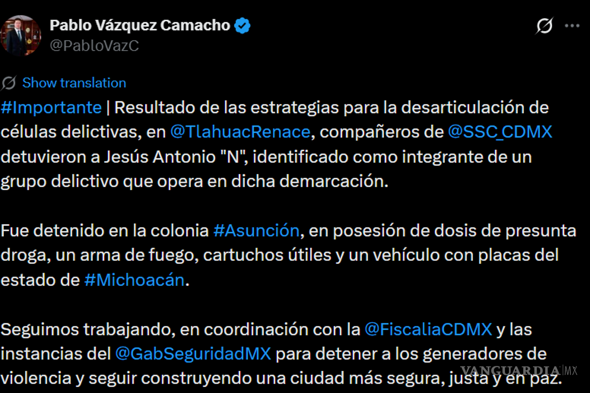 $!Detención de Jesús Antonio ‘N’, presunto líder criminal de un grupo en la Ciudad de México.