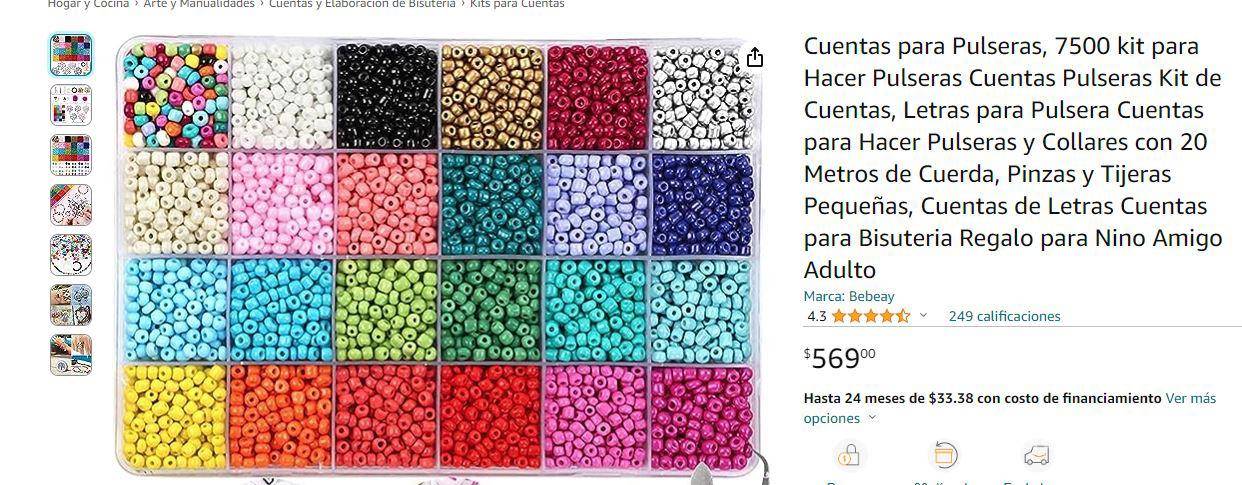 $!En Amazon México, los kits para armar pulseras se han hecho muy populares, sus precios van desde 500 hasta 800 pesos.