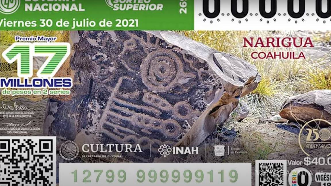 ¡Orgullo de Coahuila! Boleto de Lotería rinde homenaje a Zona arqueológica Narigua