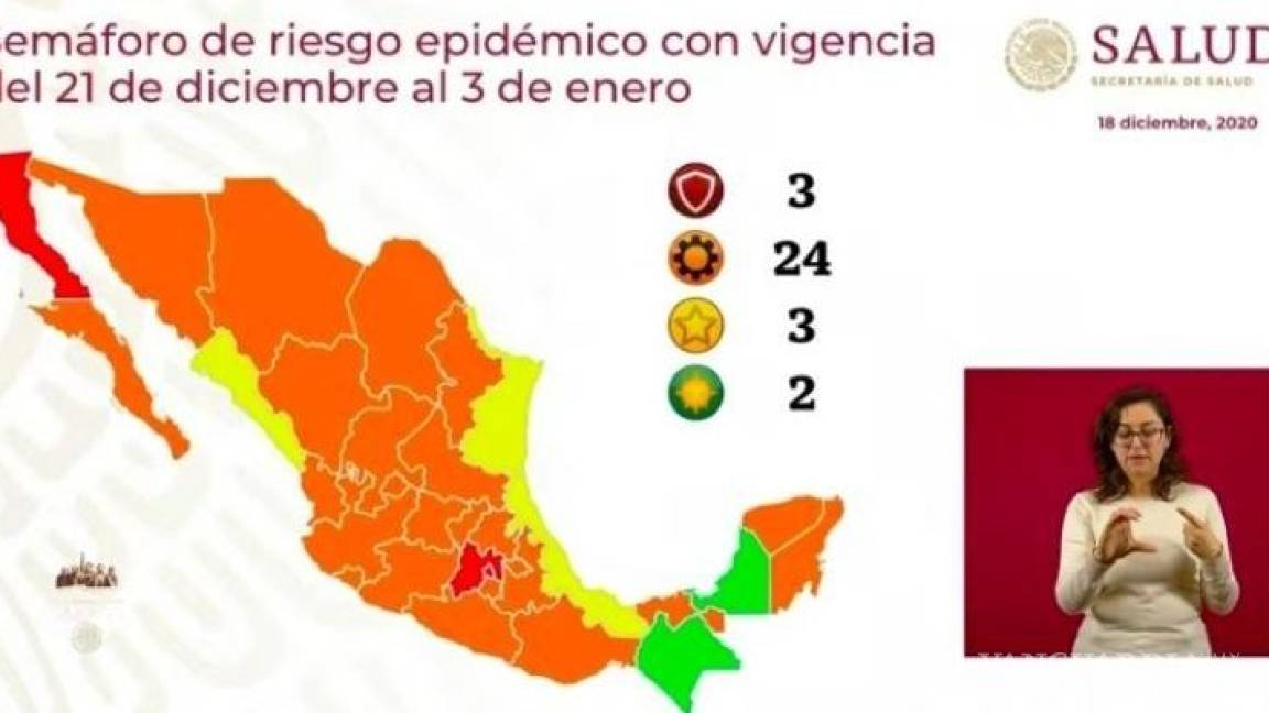 Así está el semáforo epidemiológico de COVID-19 en México, Chiapas y Campeche son los únicos en verde