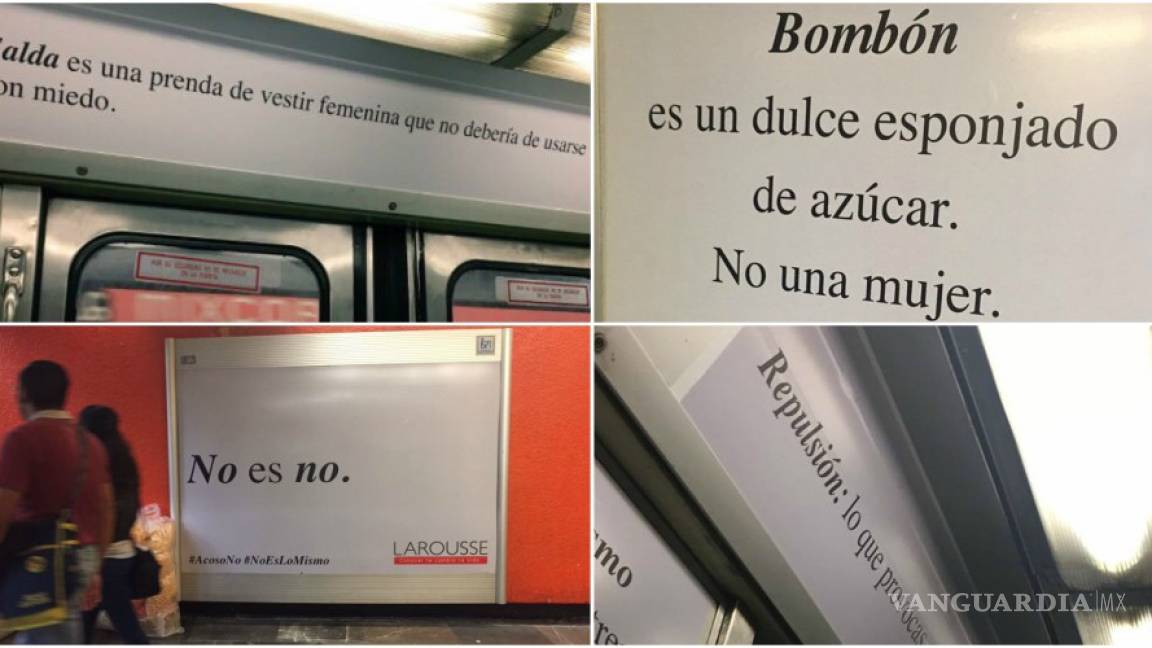 “Bombón es un dulce. No una mujer”, carteles contra el acoso y machismo en vagones del Metro