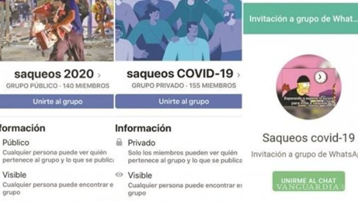 Investigan a los grupos de saqueo en redes sociales de Coahuila; policía cibernética detecta 4 convocatorias