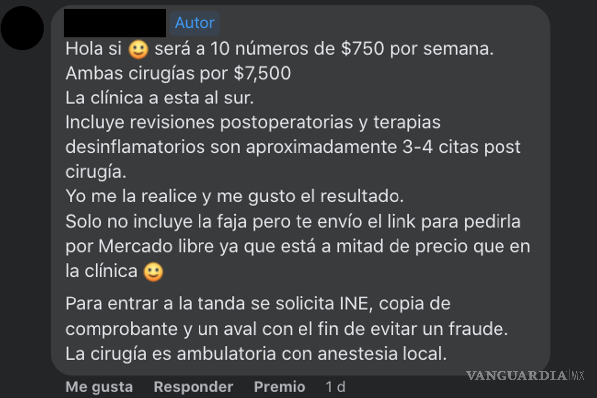 $!¿Belleza por tandas? convocan a saltillenses a una tanda de bichectomía y lipopapada
