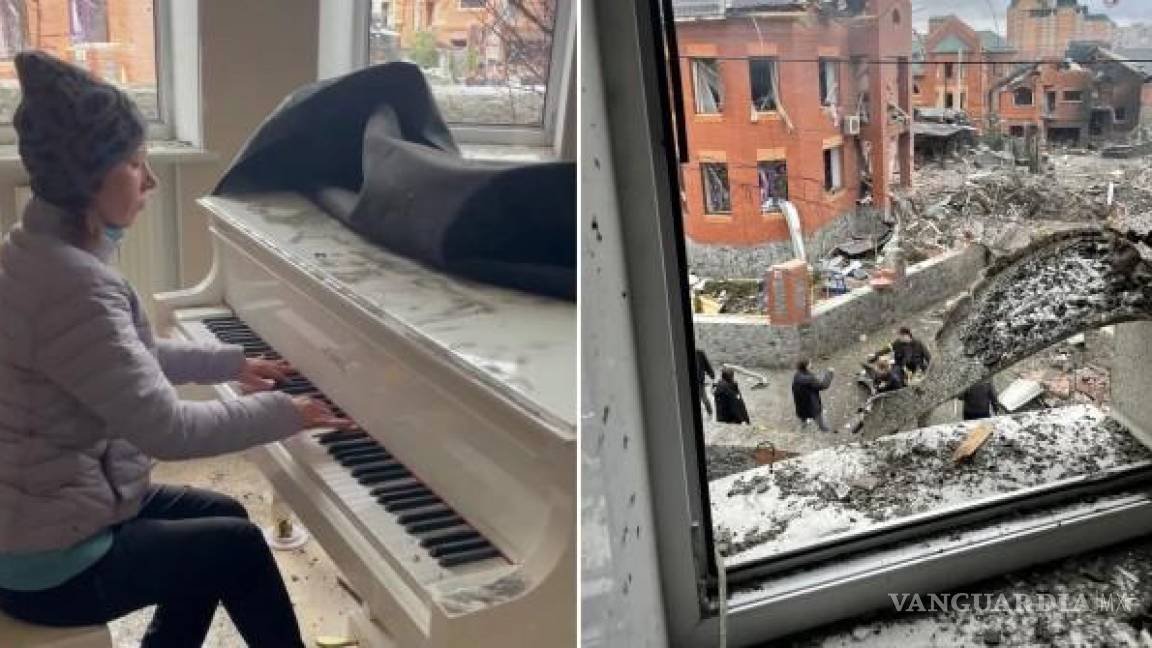Mamá ucraniana toca el piano por última vez en casa bombardeada durante ataque ruso
