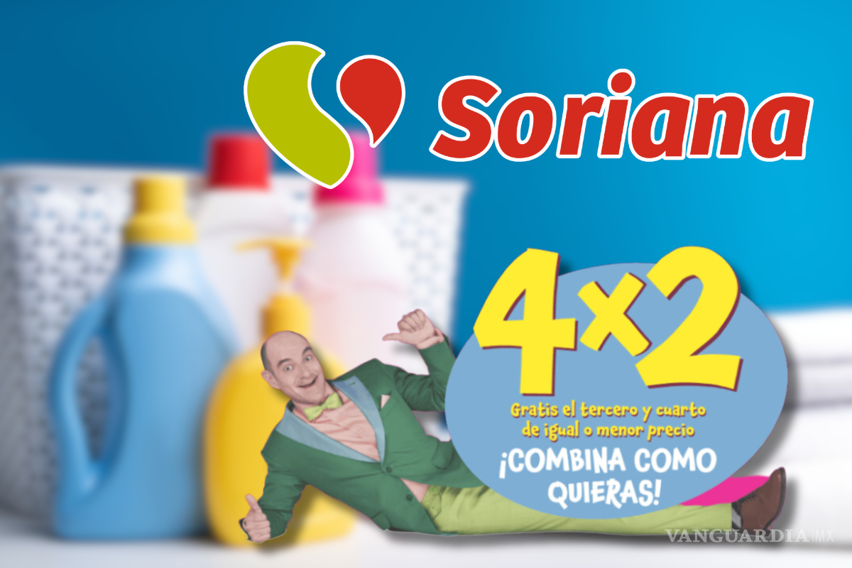 Soriana ofrece 4x2 en detergentes y suavizantes, y 3x2 en productos de cuidado personal