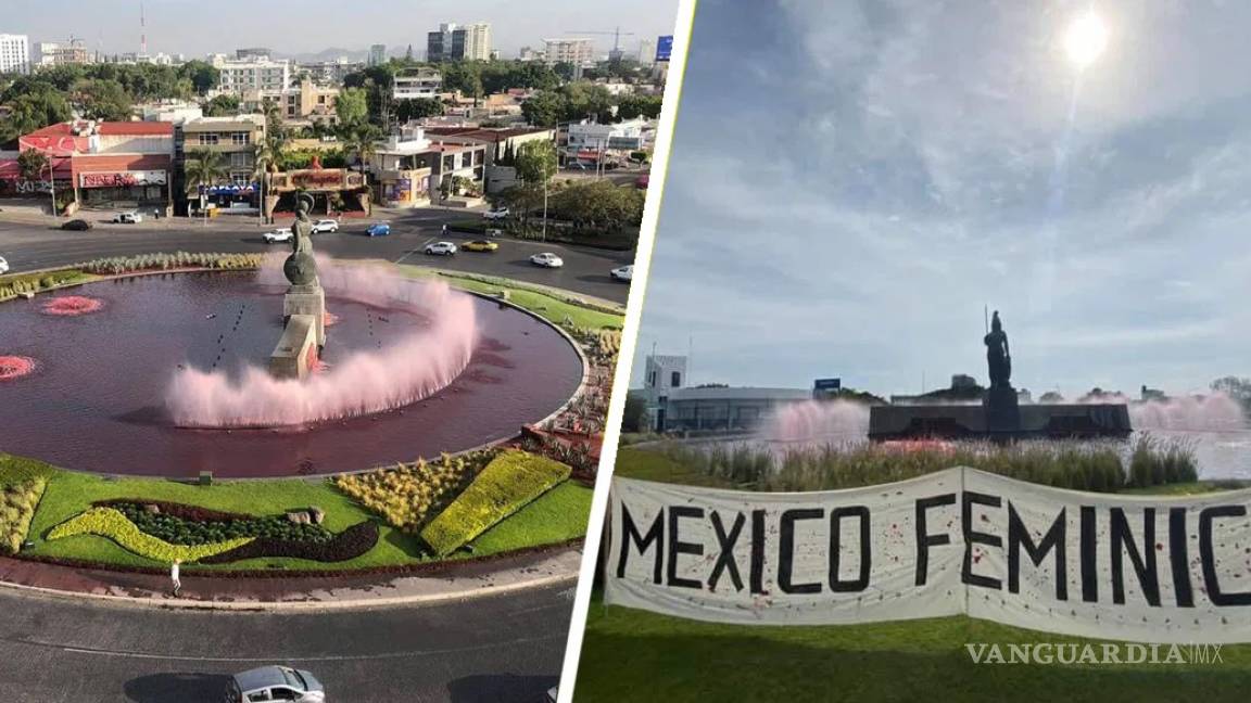 Pintan de rojo a la Minerva en Guadalajara