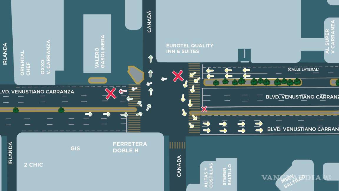 $!A partir del jueves, los vehículos deberán usar la lateral de Alsuper para retornar al norte en el cruce Carranza y Canadá.