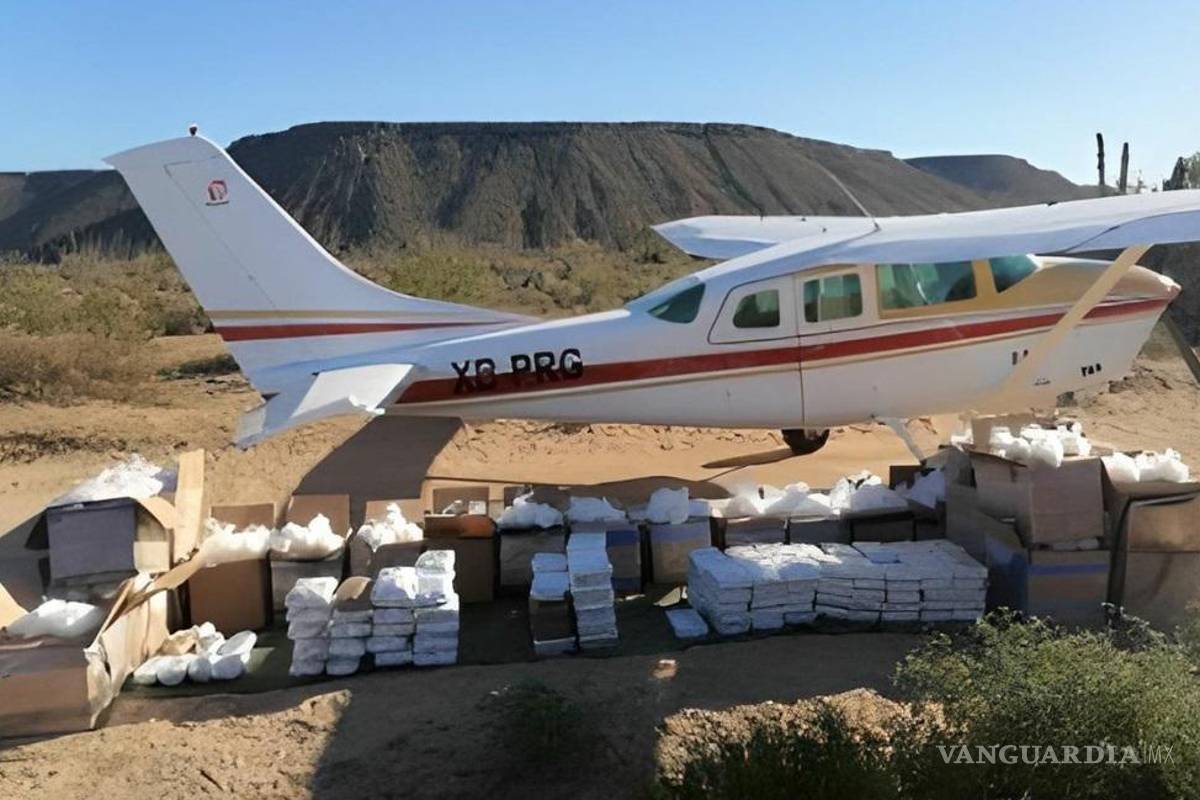 Aseguran avión con 500 kilos de diferentes drogas en Baja California