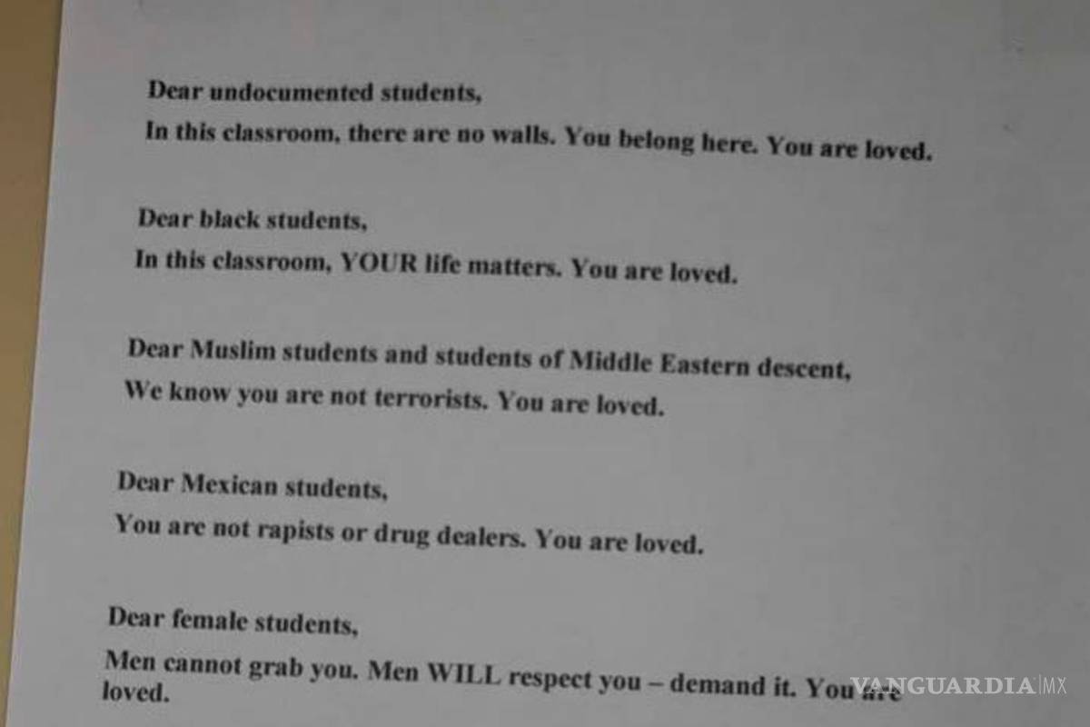 Carta con mensaje antirracista de maestra se viraliza