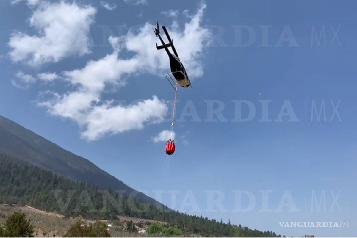 Combaten con helicópteros incendio de Arteaga, 643 personas trabajan en tierra