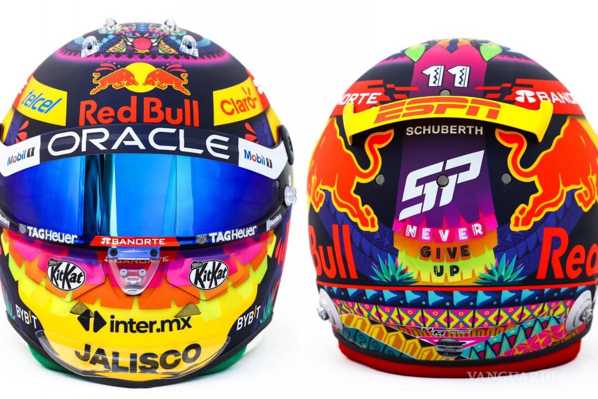 $!En la parte de atrás del casco, con papel picado, se puede leer la leyenda “¡Never Give Up!”.