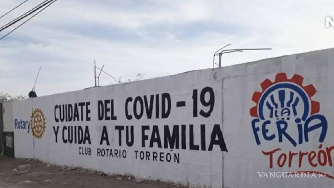 Club Rotario de Torreón pinta bardas para promover medidas sanitarias