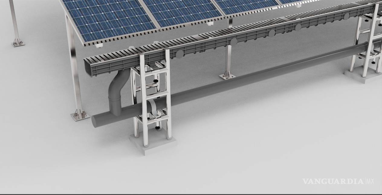 $!Parte inferior de paneles solares recolectores de agua Aquavoltaica.