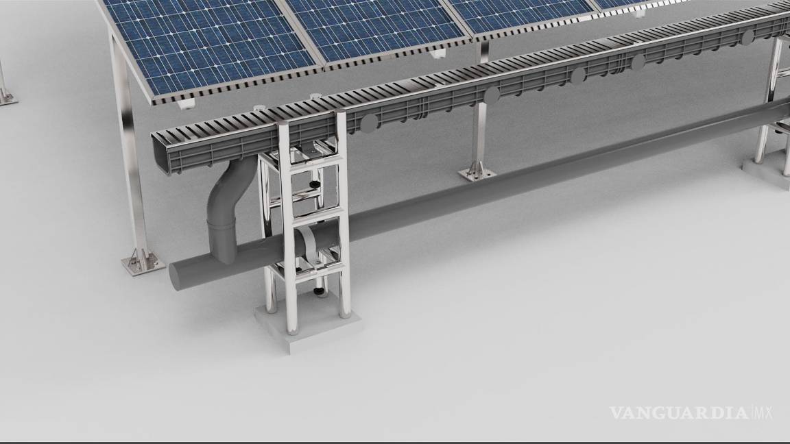 $!Parte inferior de paneles solares recolectores de agua Aquavoltaica.