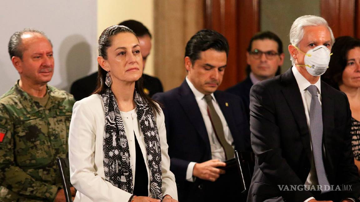 $!Alfredo del Mazo usó cubrebocas en La Mañanera de AMLO, fue el único