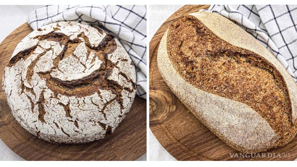 $!Hogazas de centeno integral (i) y pan integral 100 % (d).