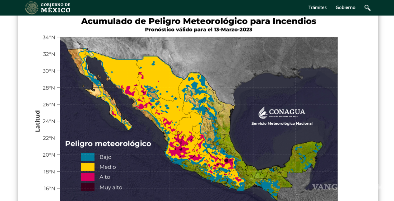 $!Pronóstico de Peligro Meteorológico para Incendios correspondiente al 13 de marzo de 2023.