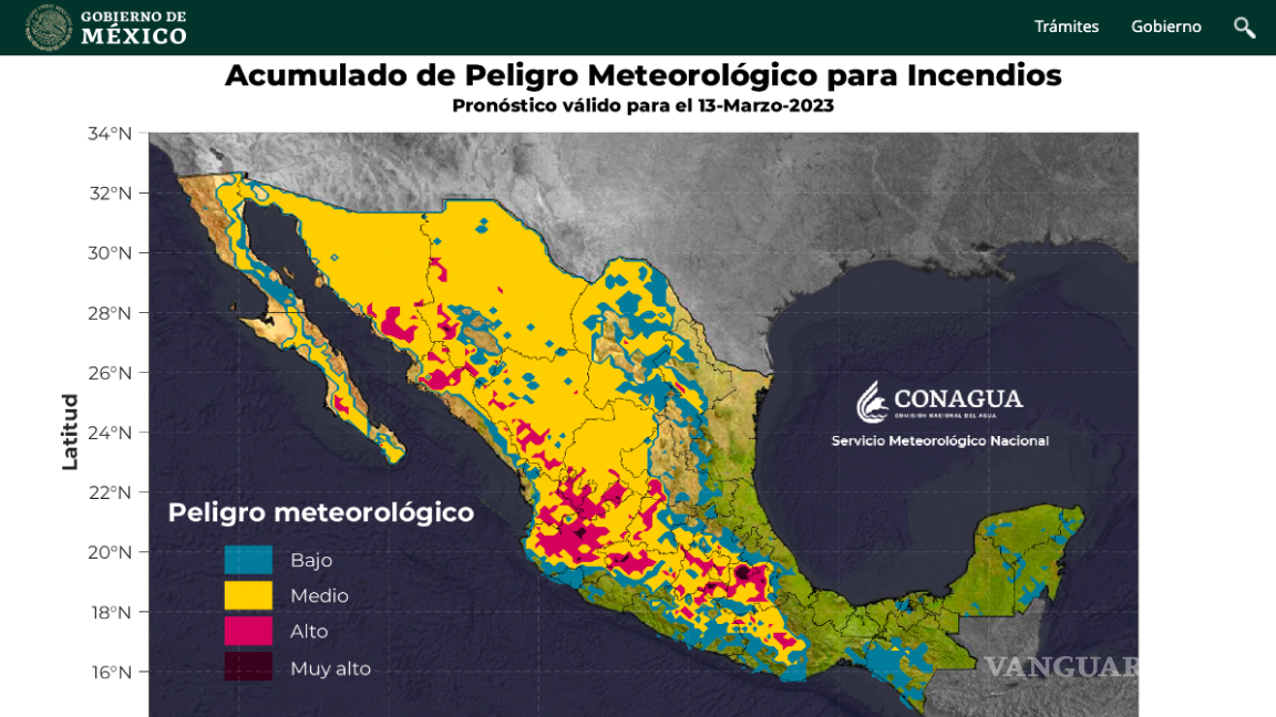 $!Pronóstico de Peligro Meteorológico para Incendios correspondiente al 13 de marzo de 2023.