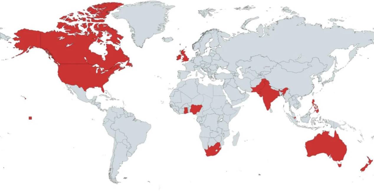 $!El rojo representa los países en donde los autores recolectaron muestras de los participantes en el estudio.