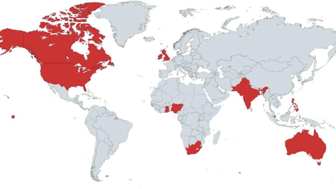 $!El rojo representa los países en donde los autores recolectaron muestras de los participantes en el estudio.